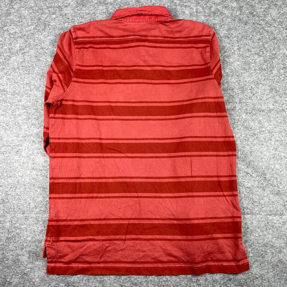 The North Face Rugby Polo Shirt Mens L Red Striped Long Sleeve Cotton Outdoor